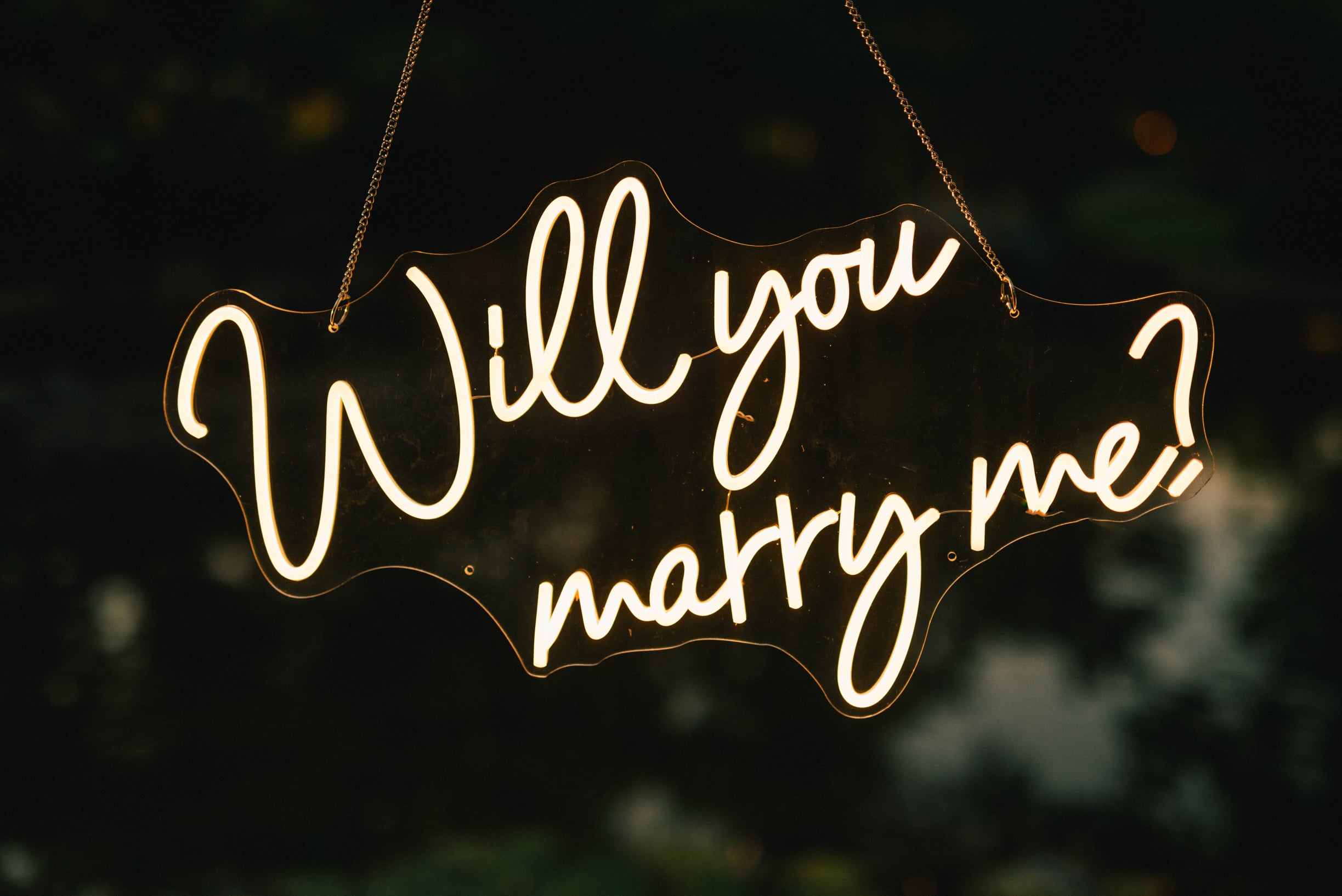 Will You Marry Me LED sign for proposals and weddings Bérlés dekor